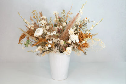 Bleached and dried floral arrangement