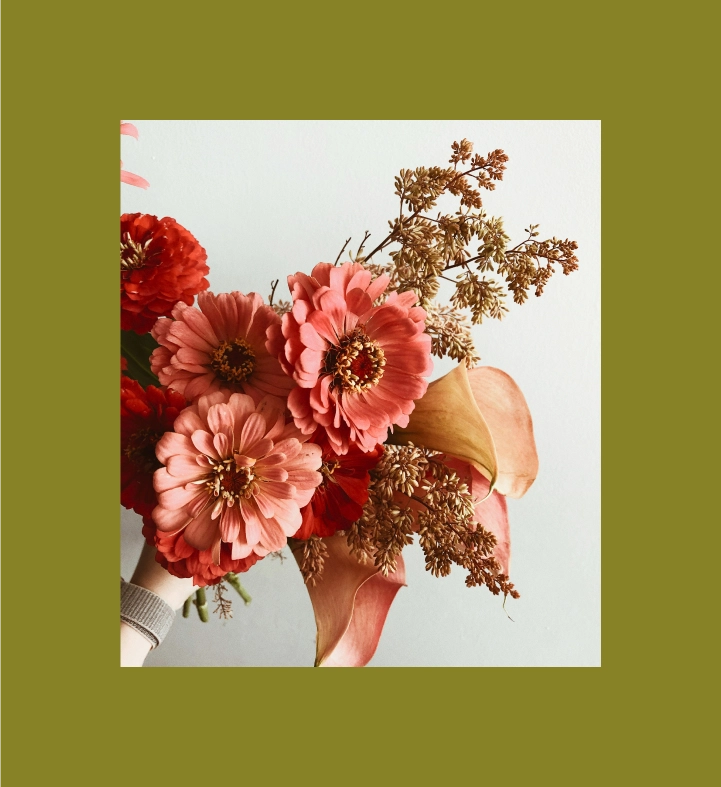 Close-up of a brightly colored pink bouquet from Verbena Floral Design.